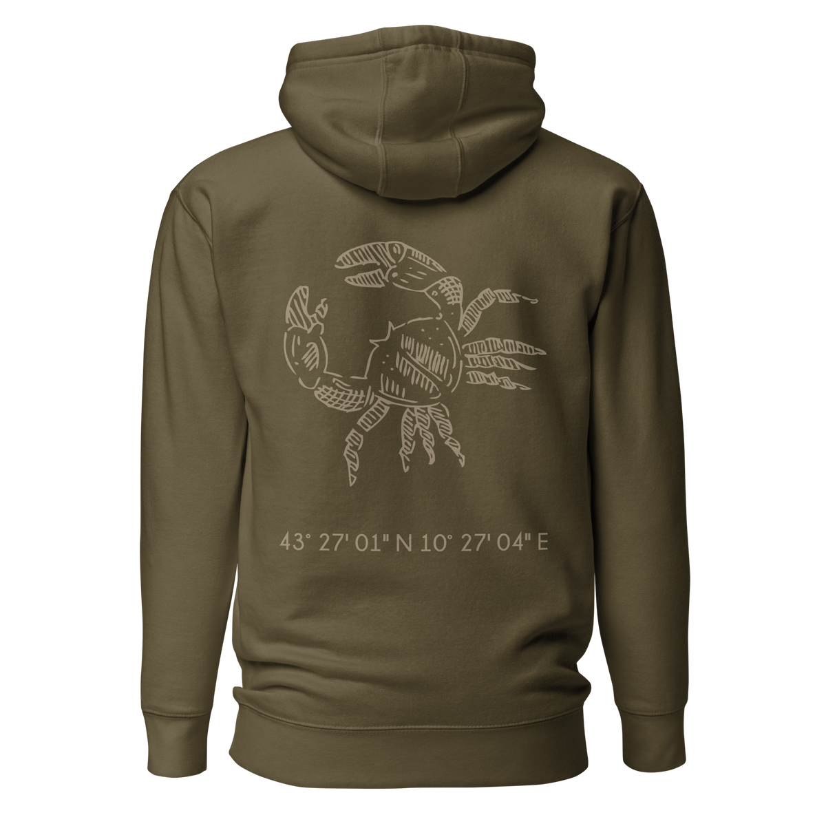 Granchio-Motiv auf Hoodie-Rückseite